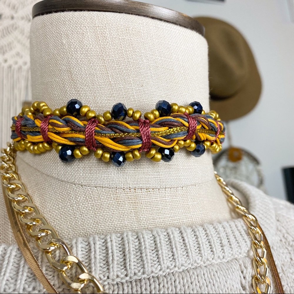 Cocobelle Anthropologie Stella Beaded Tassel Tie Choker Headband - Picture 7 of 14